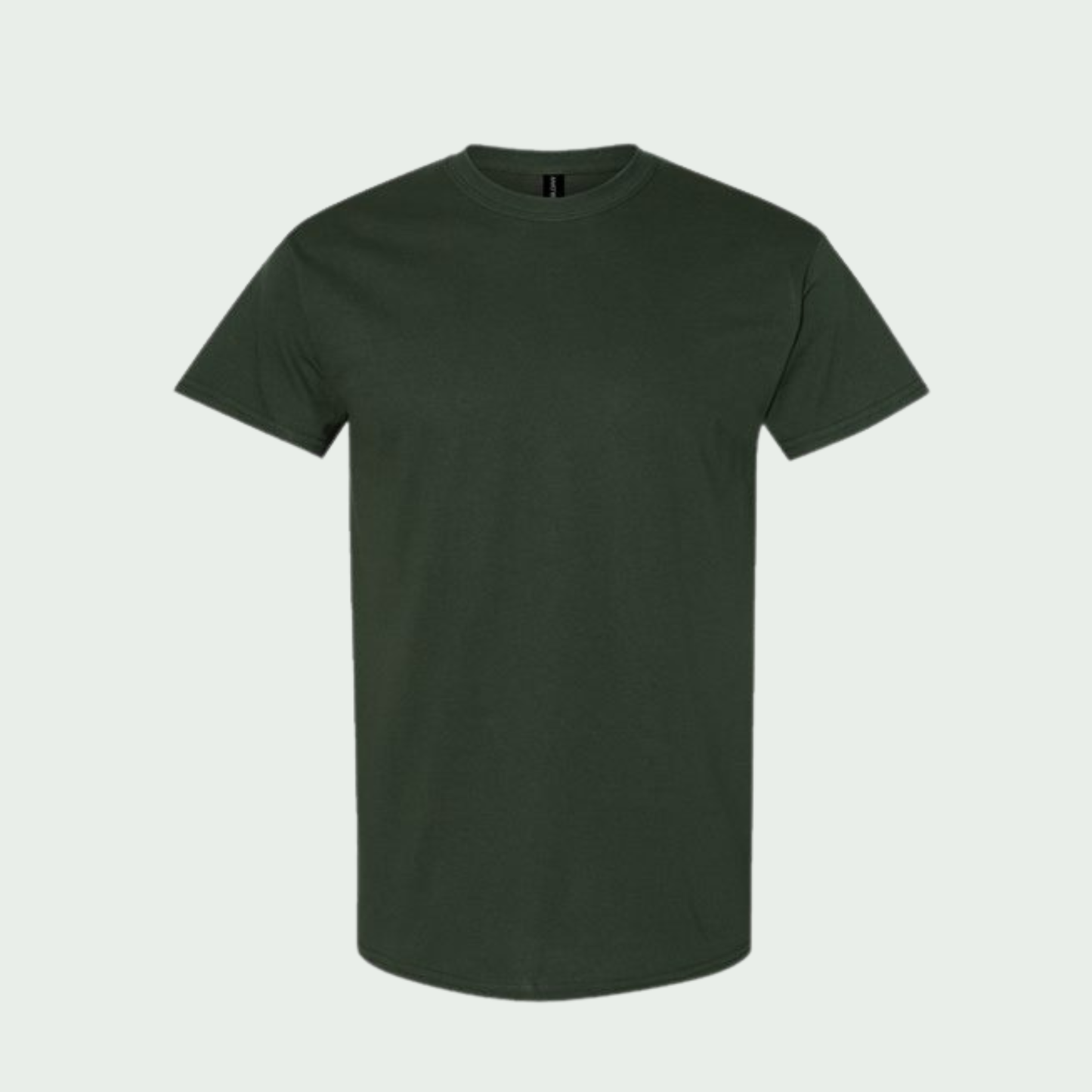 Plain green t-shirt on a light gray background