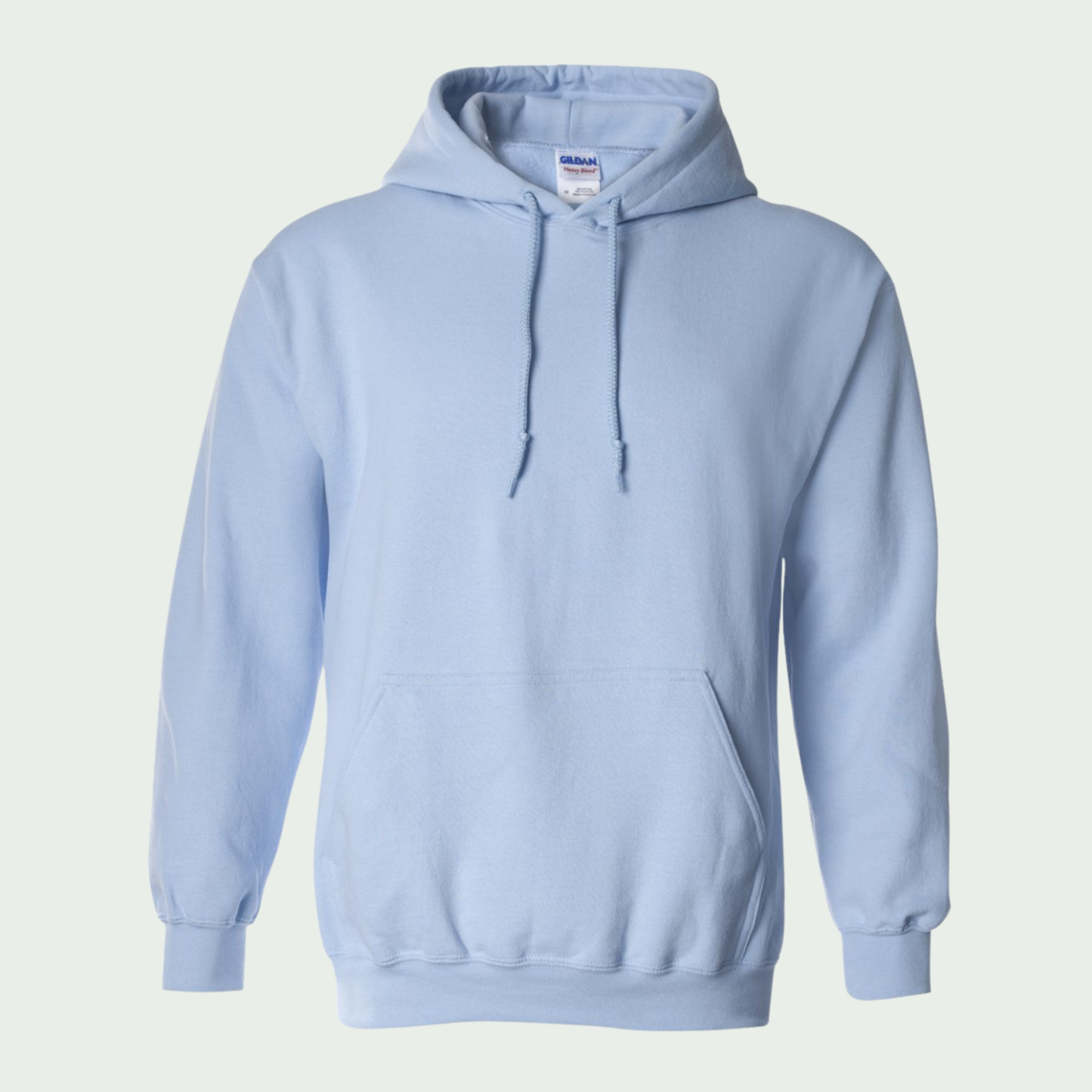 Light blue hoodie on a light gray background