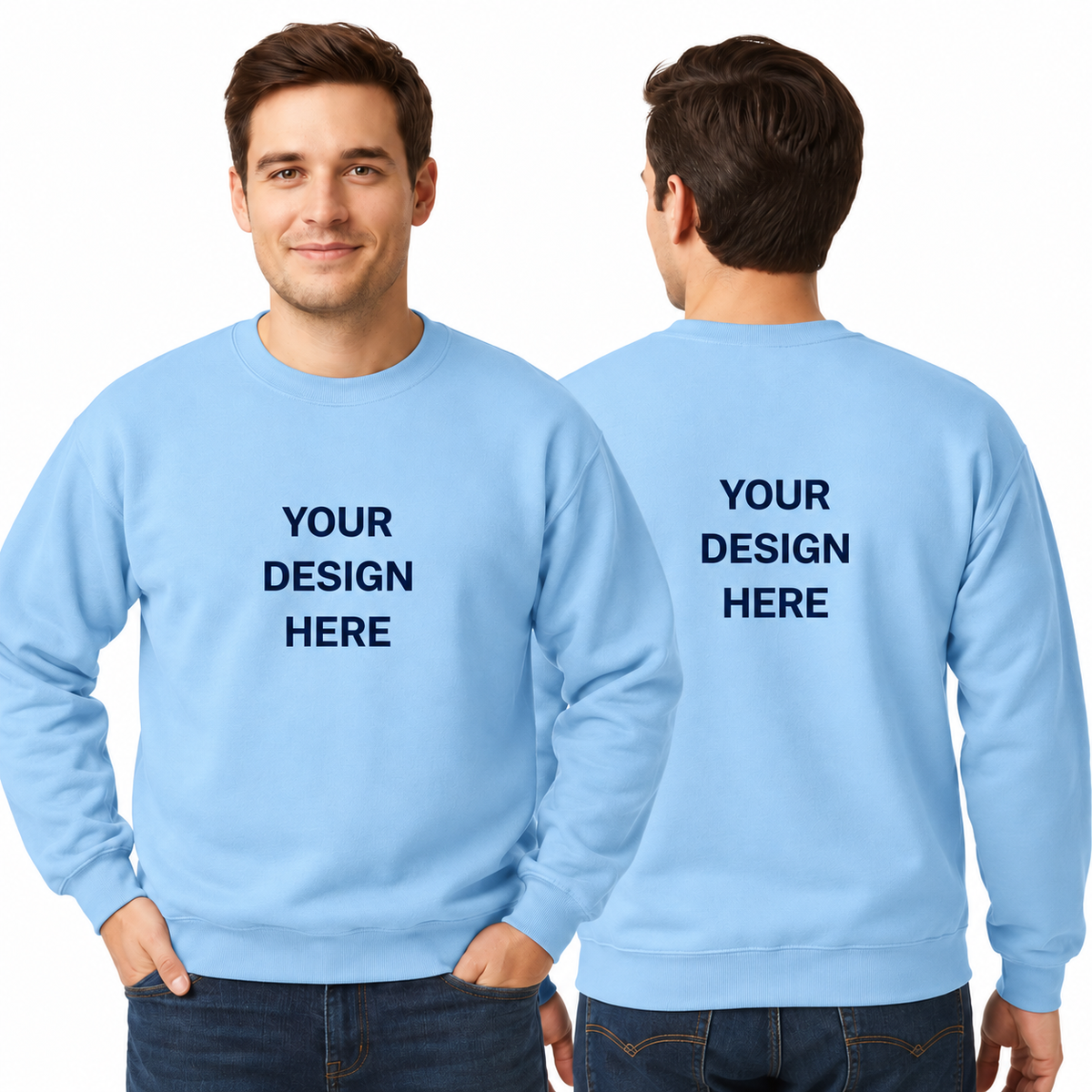 Custom Printed Crew Neck Sweatshirt (Adults and Kids) with print on Front and Back