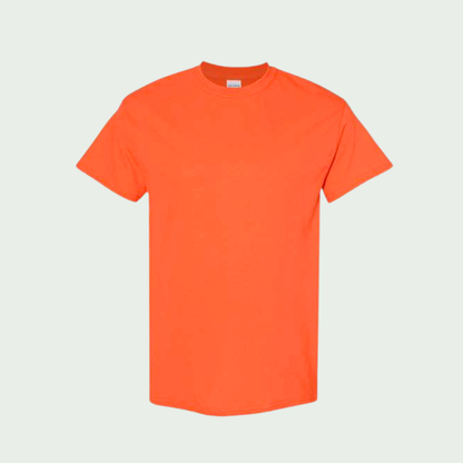 Orange t-shirt on a light gray background