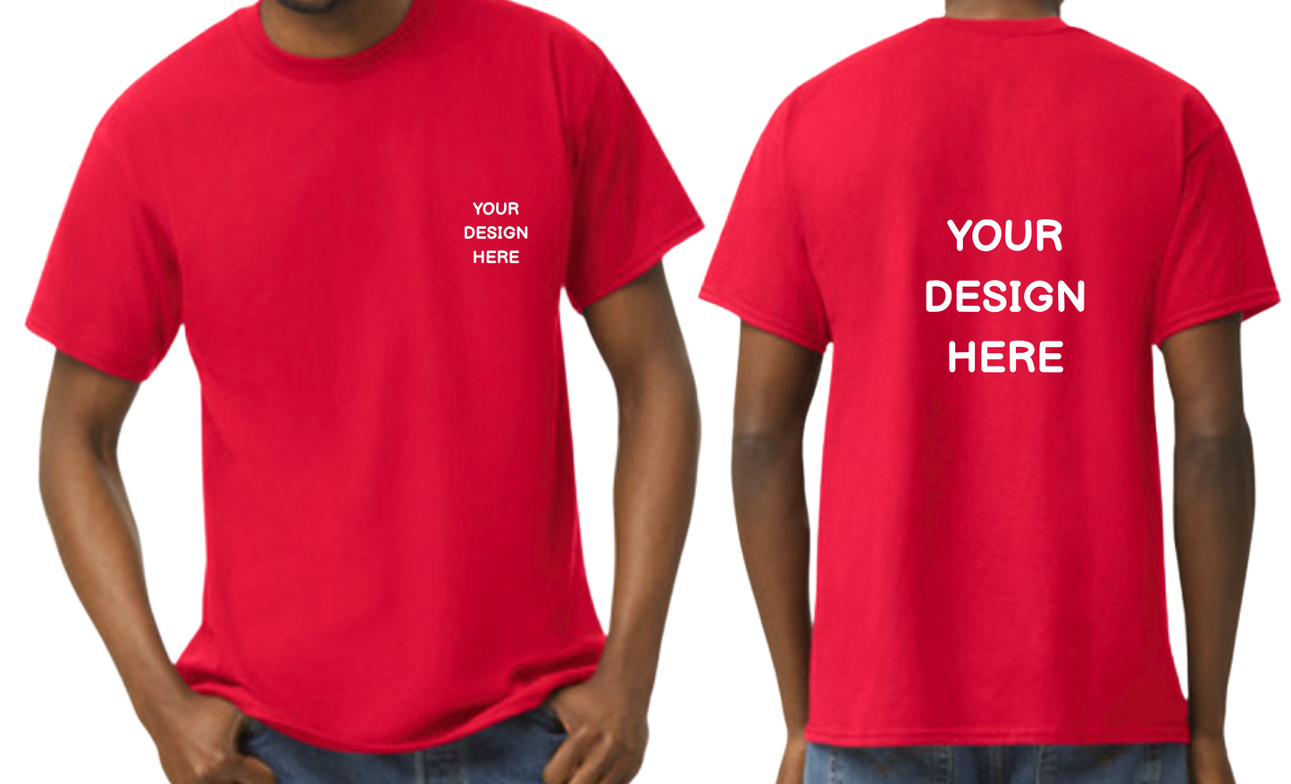 Custom design T-Shirt, Print on front pocket area and Back