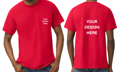 Custom design T-Shirt, Print on front pocket area and Back
