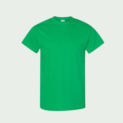 Green t-shirt on a light gray background