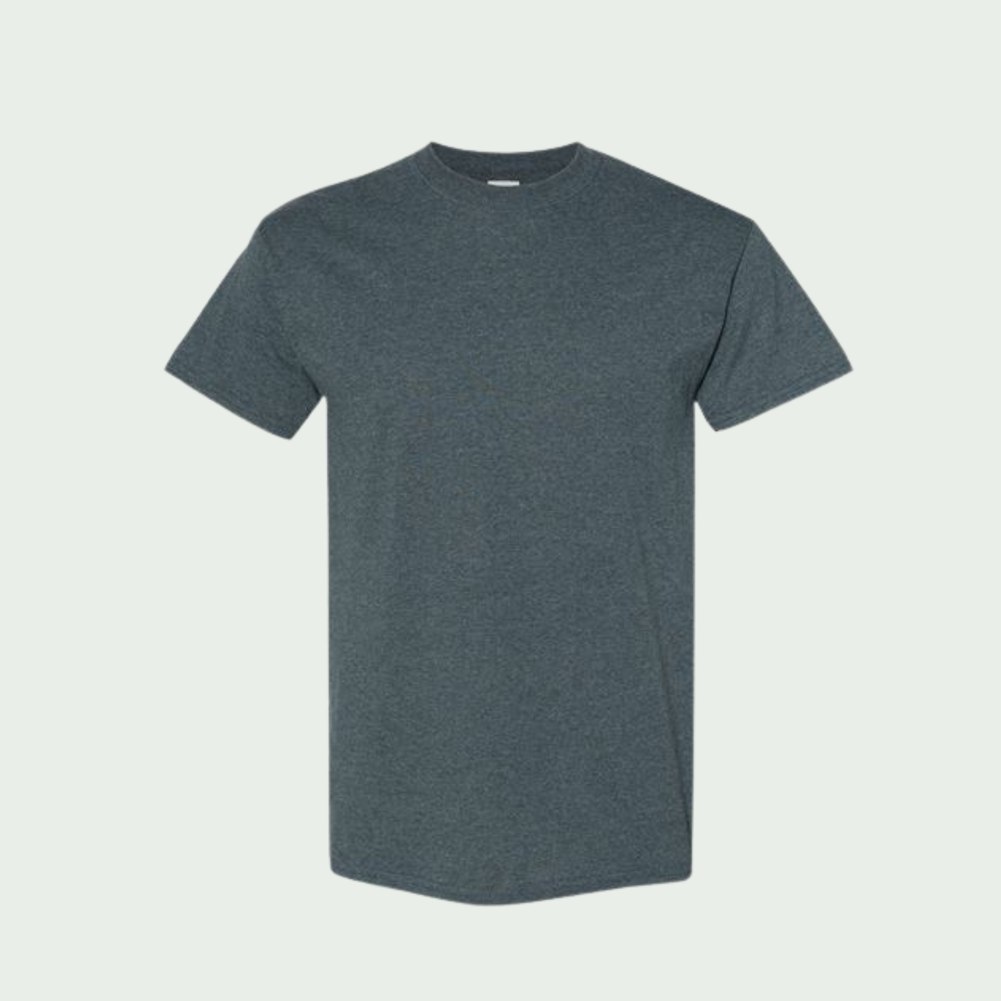 Plain dark gray t-shirt on a light gray background