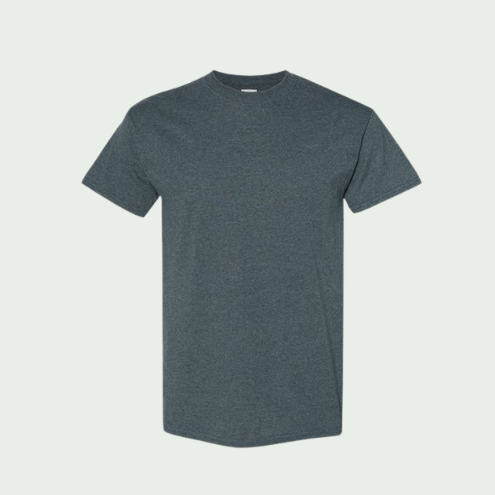 Plain dark gray t-shirt on a light gray background