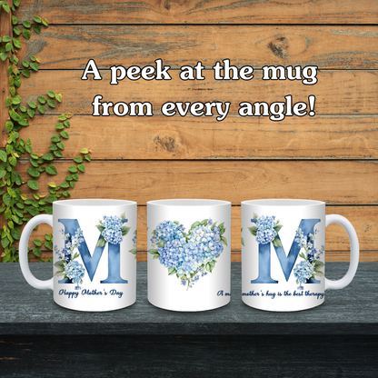 Hydrangea Heart Mug for Mother's Day
