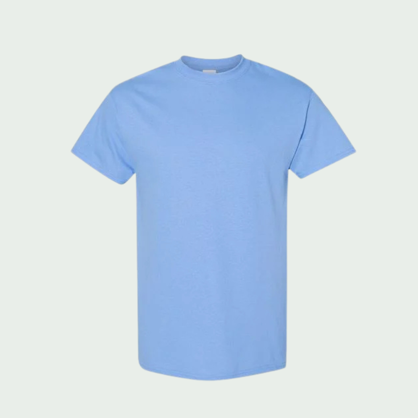 Plain light blue t-shirt on a light gray background