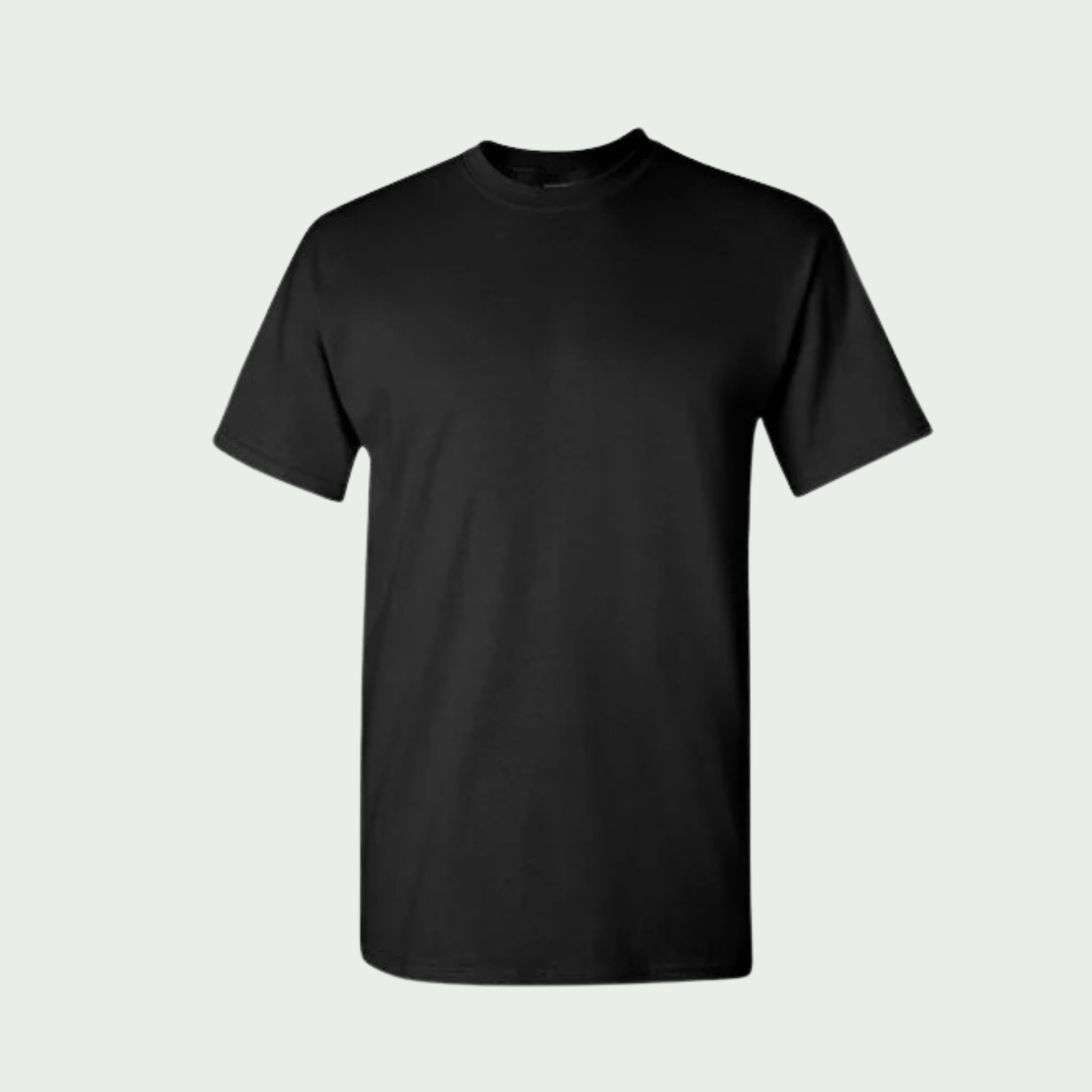 Black t-shirt on a light gray background
