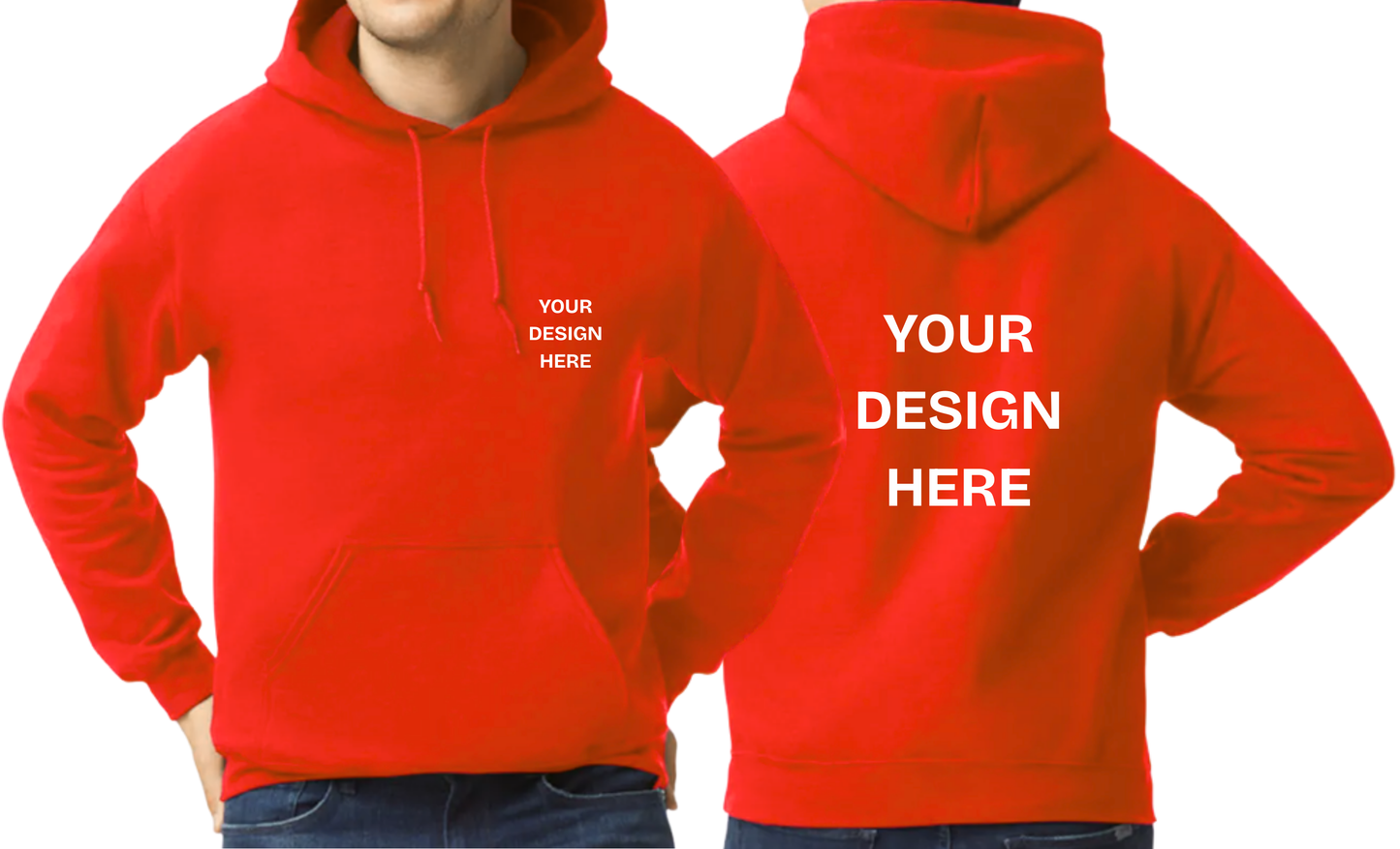 Custom Design Printed Hoodie (Design on Front pocket and Back)