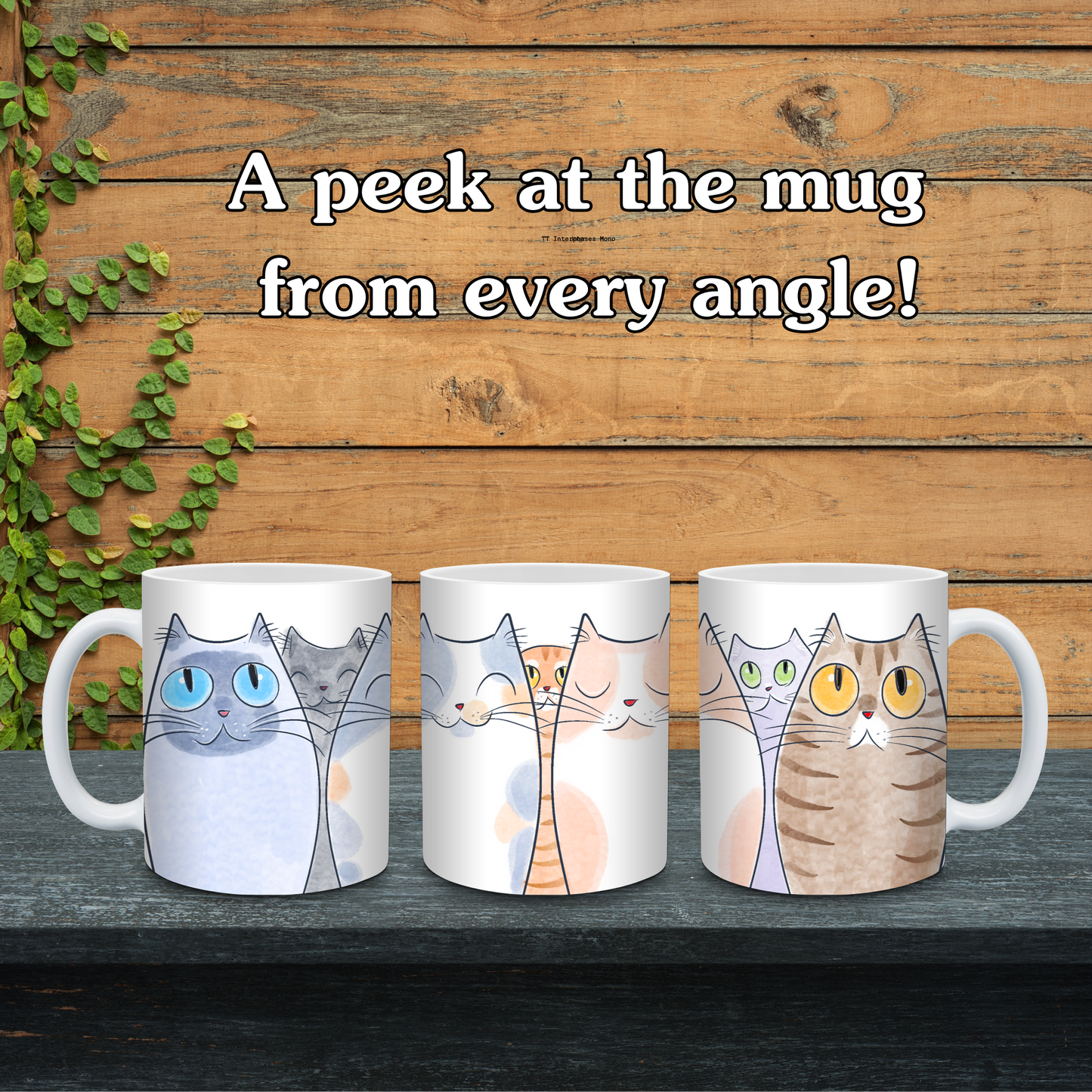 Cats print Ceramic Mug (Can be customized with your name)