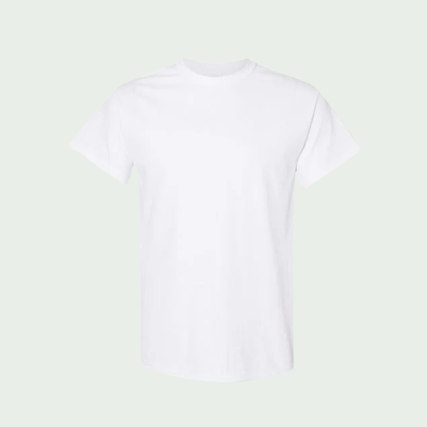 Plain bright white  t-shirt on a light green background