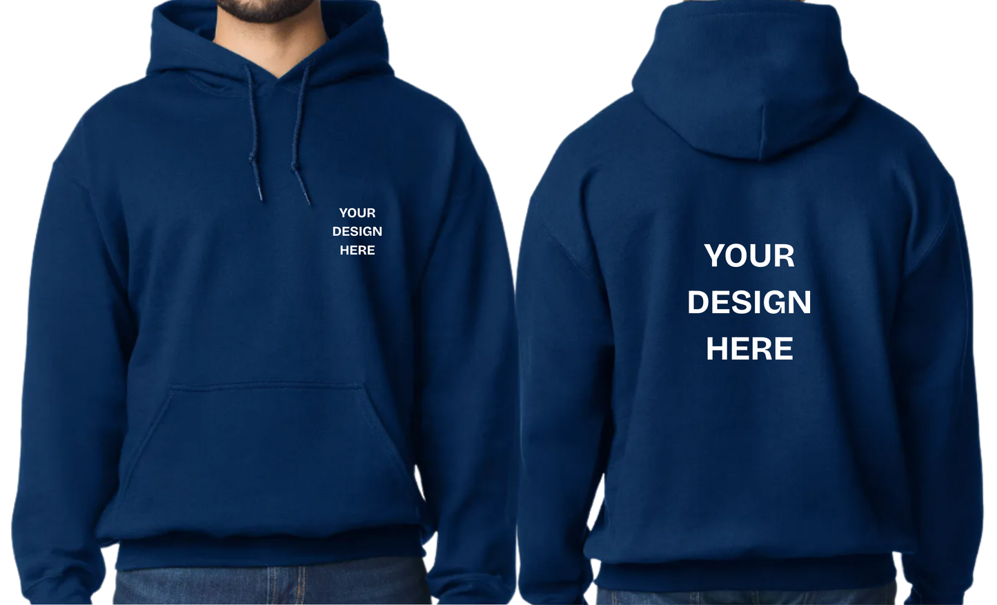 Custom Design Printed Hoodie (Design on Front pocket and Back)