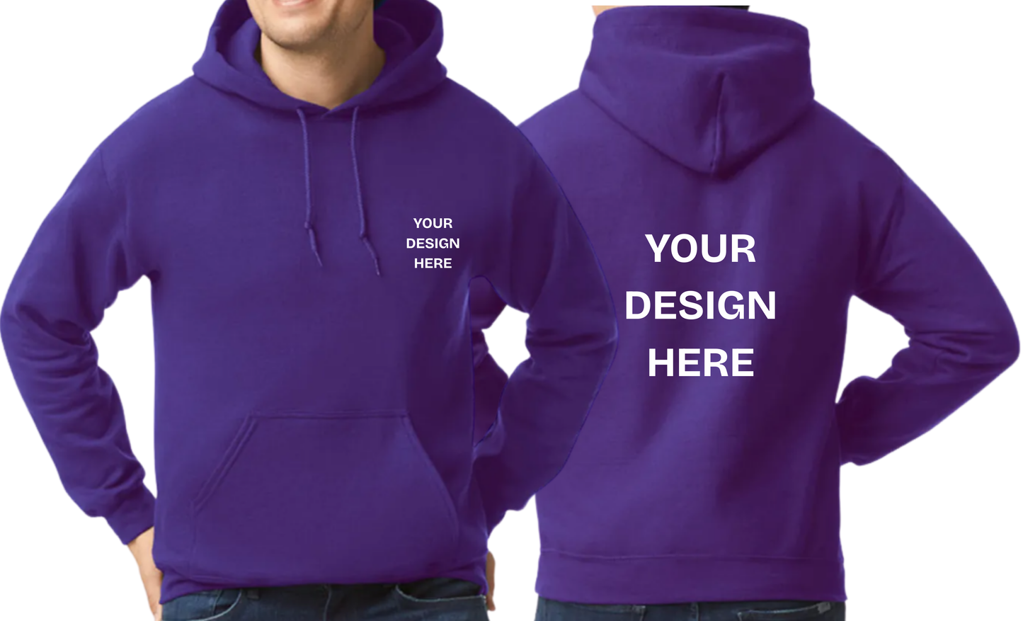 Custom Design Printed Hoodie (Design on Front pocket and Back)