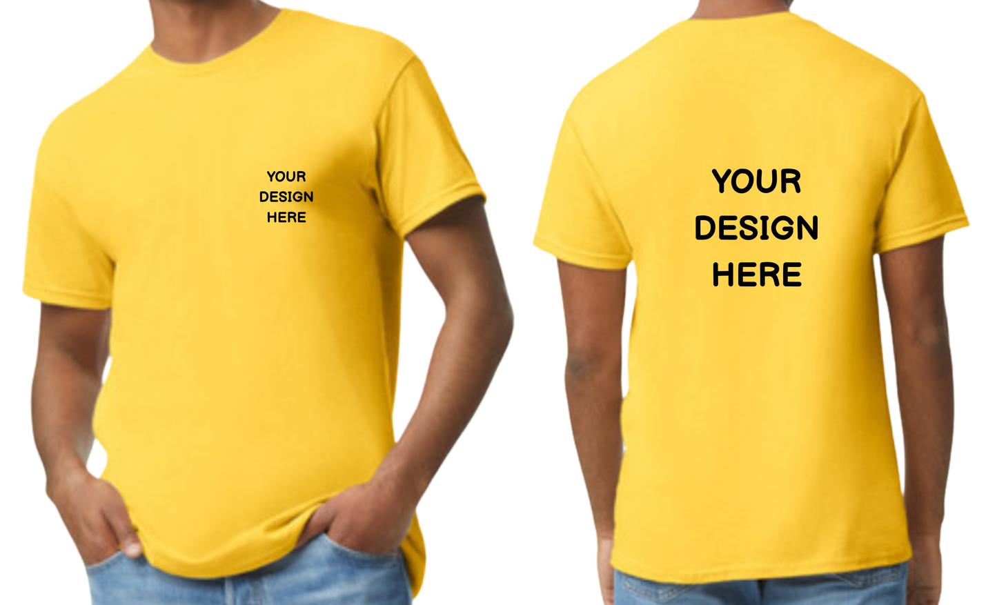 Custom design T-Shirt, Print on front pocket area and Back