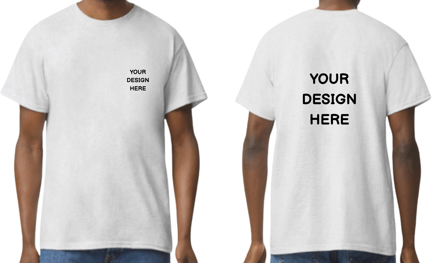 Custom design T-Shirt, Print on front pocket area and Back
