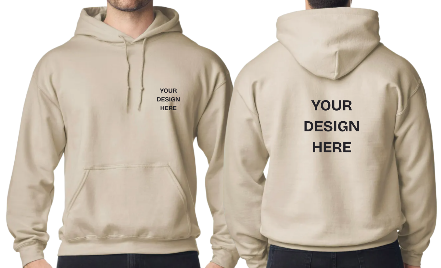 Custom Design Printed Hoodie (Design on Front pocket and Back)