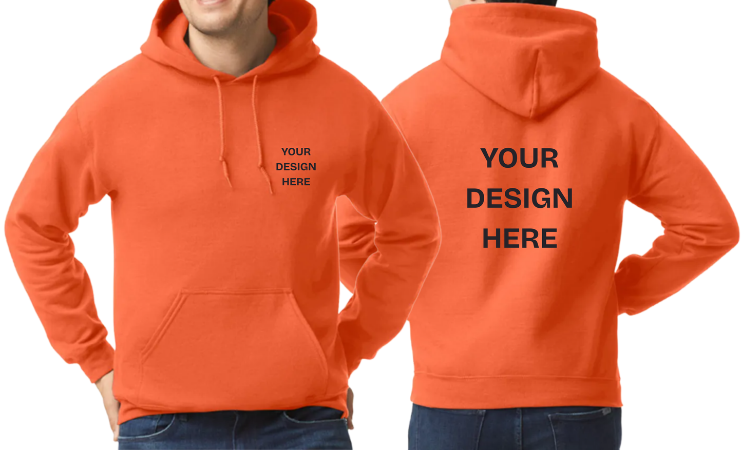 Custom Design Printed Hoodie (Design on Front pocket and Back)