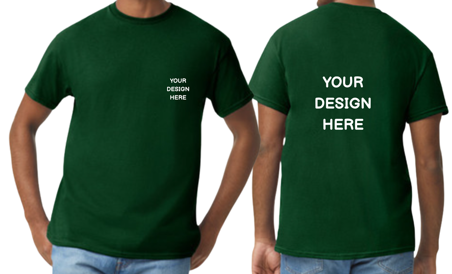 Custom design T-Shirt, Print on front pocket area and Back