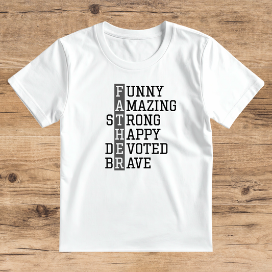 White t-shirt with motivational text on a wooden surface