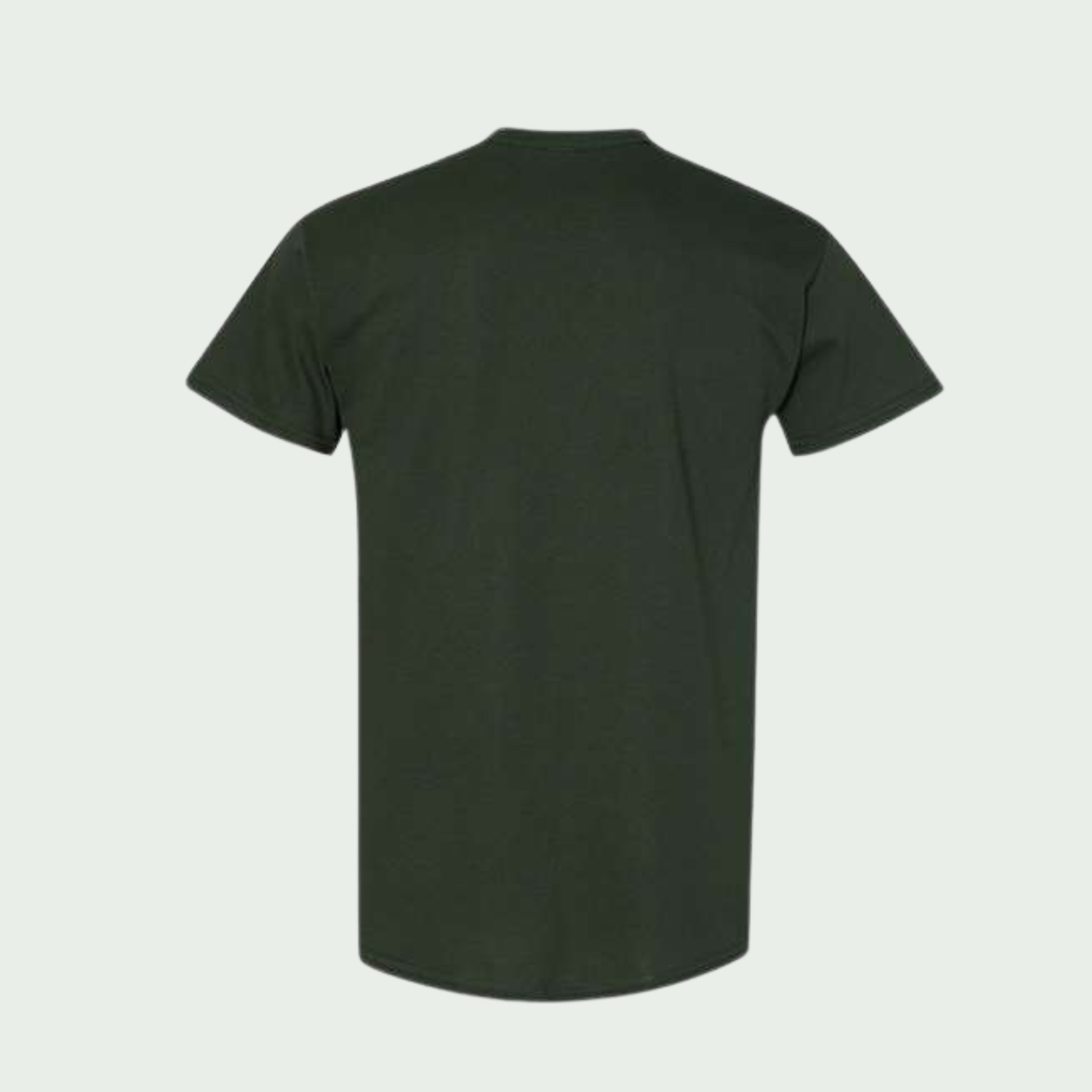 Plain black t-shirt on a light gray background