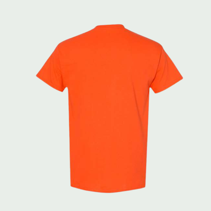 Orange t-shirt on a light gray background