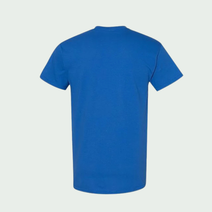 Blue t-shirt on a light gray background