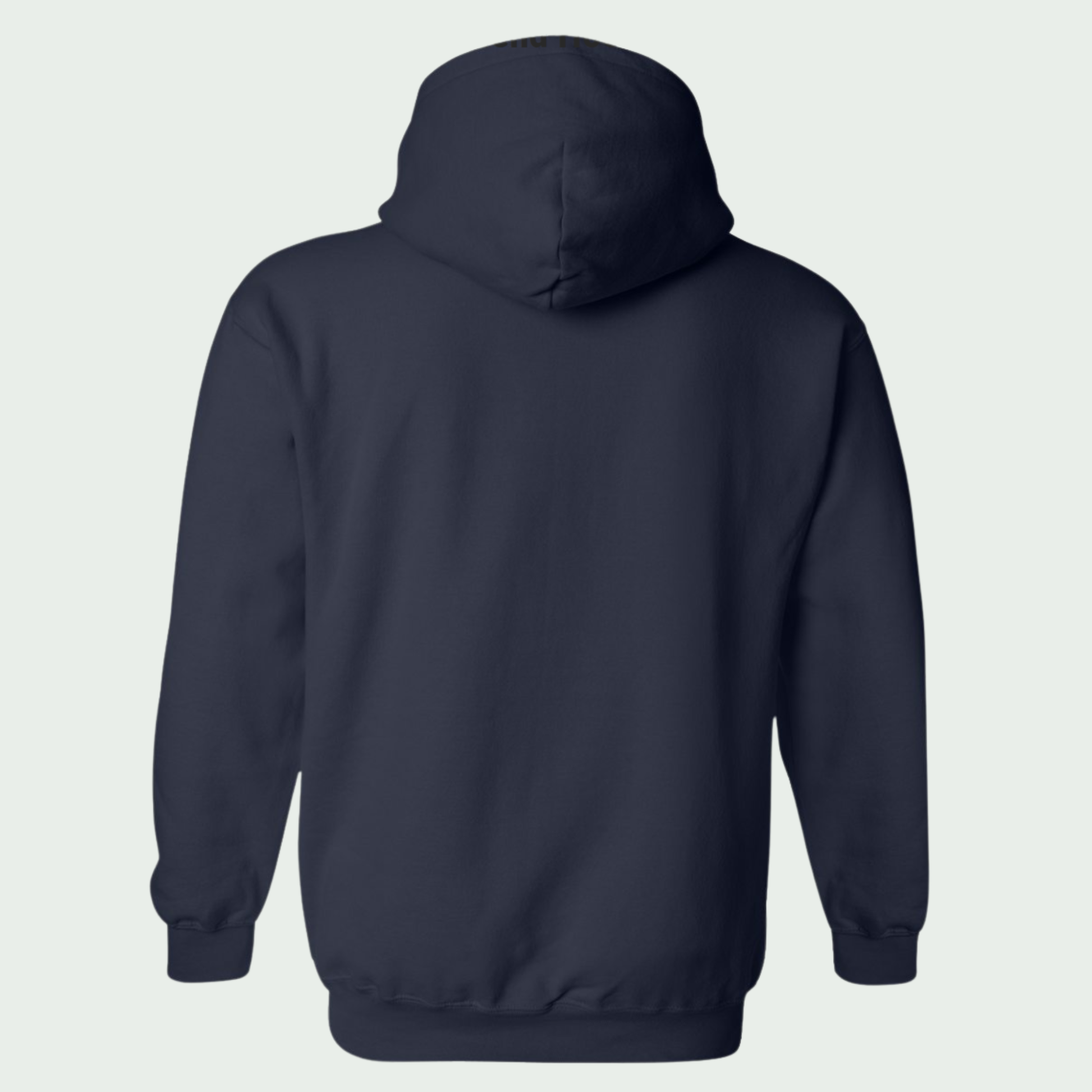 Black hoodie with a logo on the back against a white background