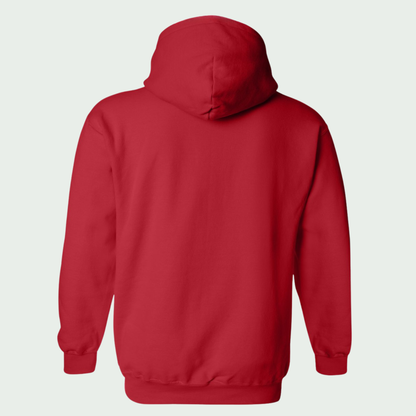 Red hoodie on a light gray background