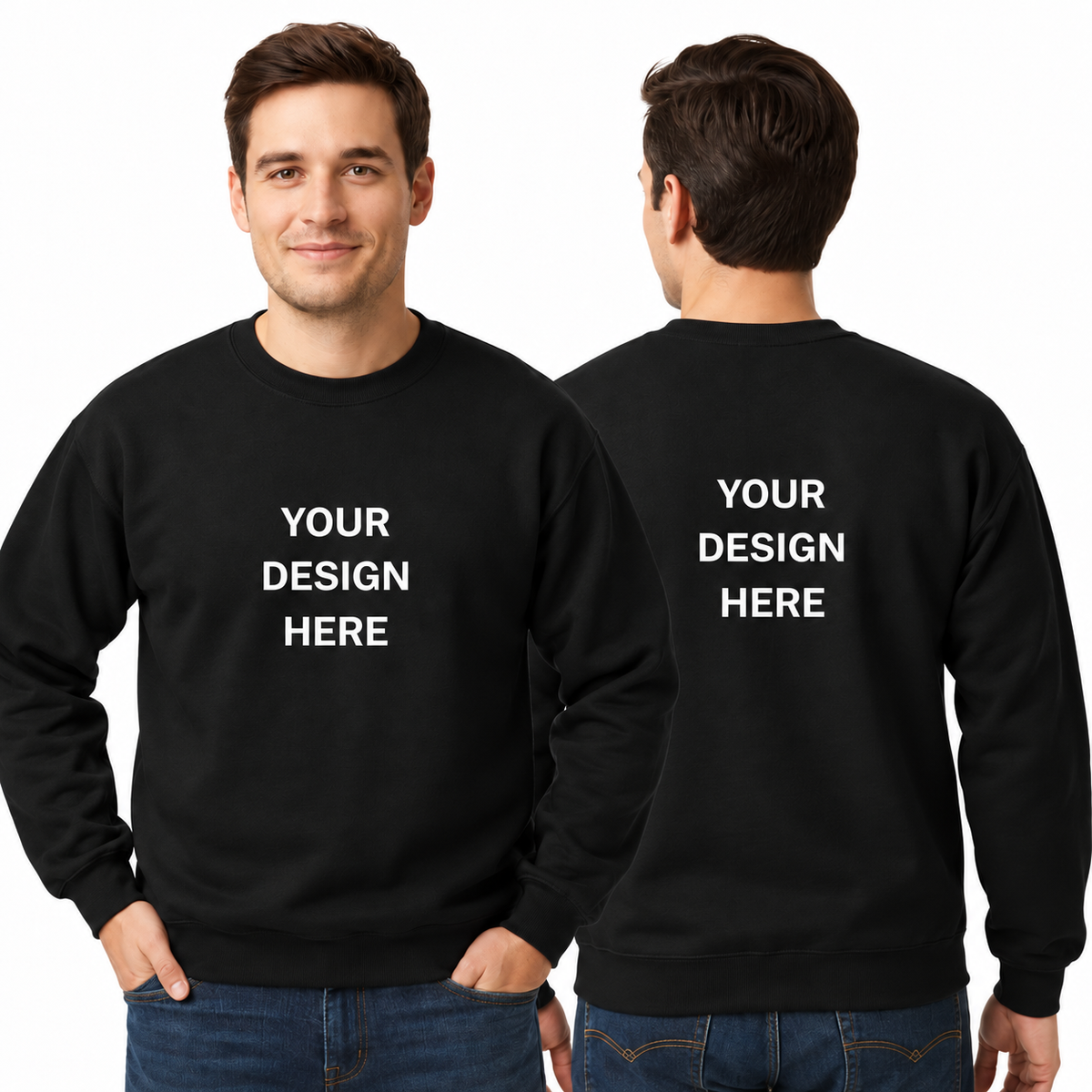 Custom Printed Crew Neck Sweatshirt (Adults and Kids) with print on Front and Back