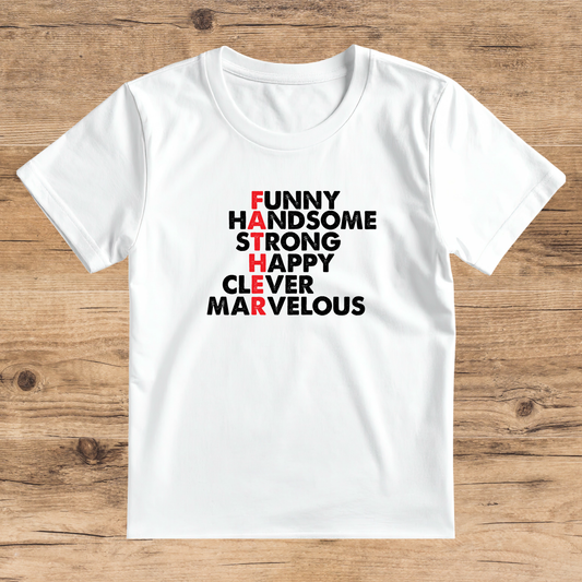 White t-shirt with motivational text on a wooden surface