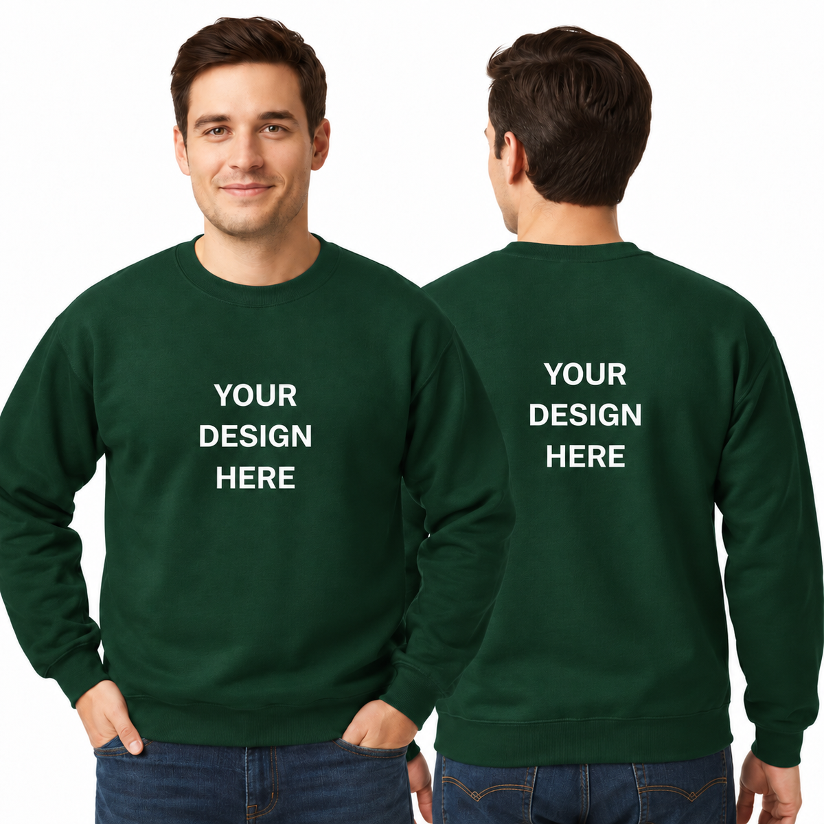 Custom Printed Crew Neck Sweatshirt (Adults and Kids) with print on Front and Back