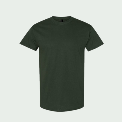 Plain green t-shirt on a light gray background