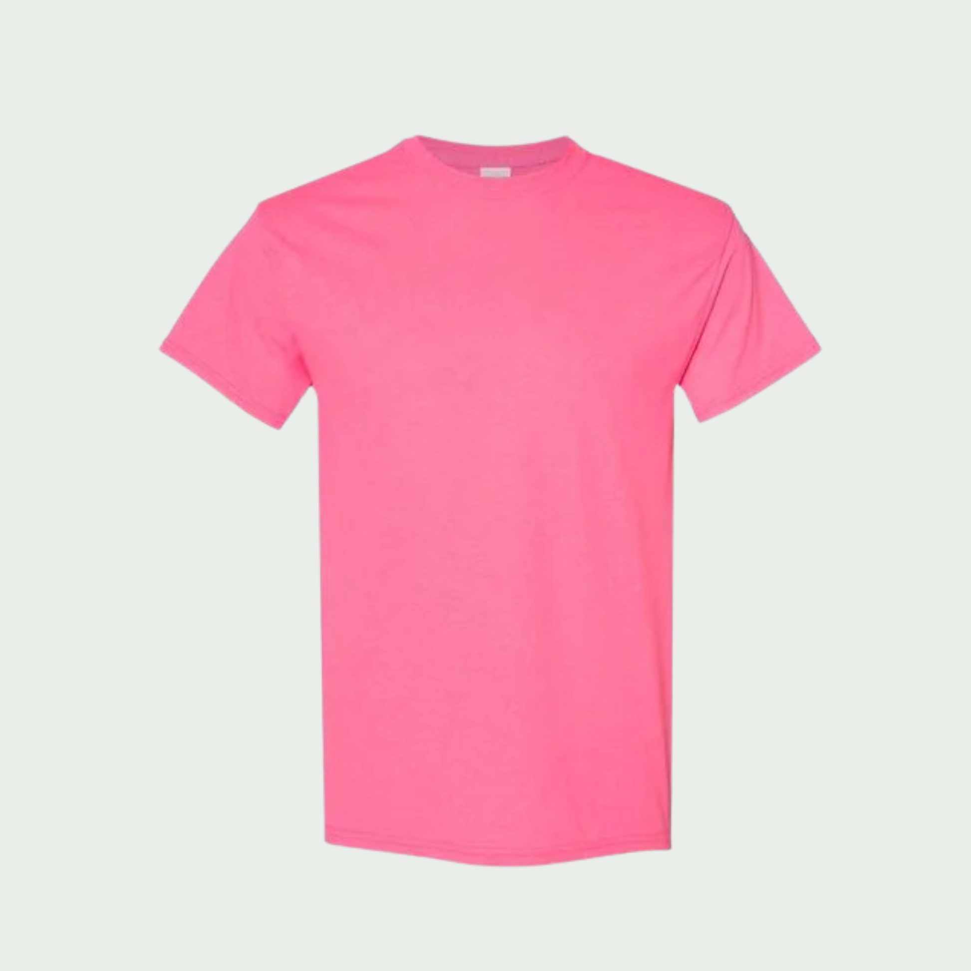 Safety Pink t-shirt on a light gray background