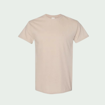 Sand beige t-shirt on a light gray background