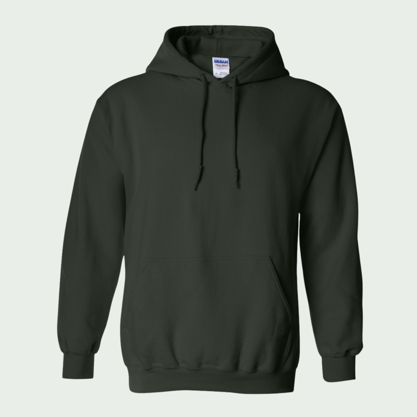 forest green hoodie with 'DEEP DISH IS FOR TOURISTS' text on a white background