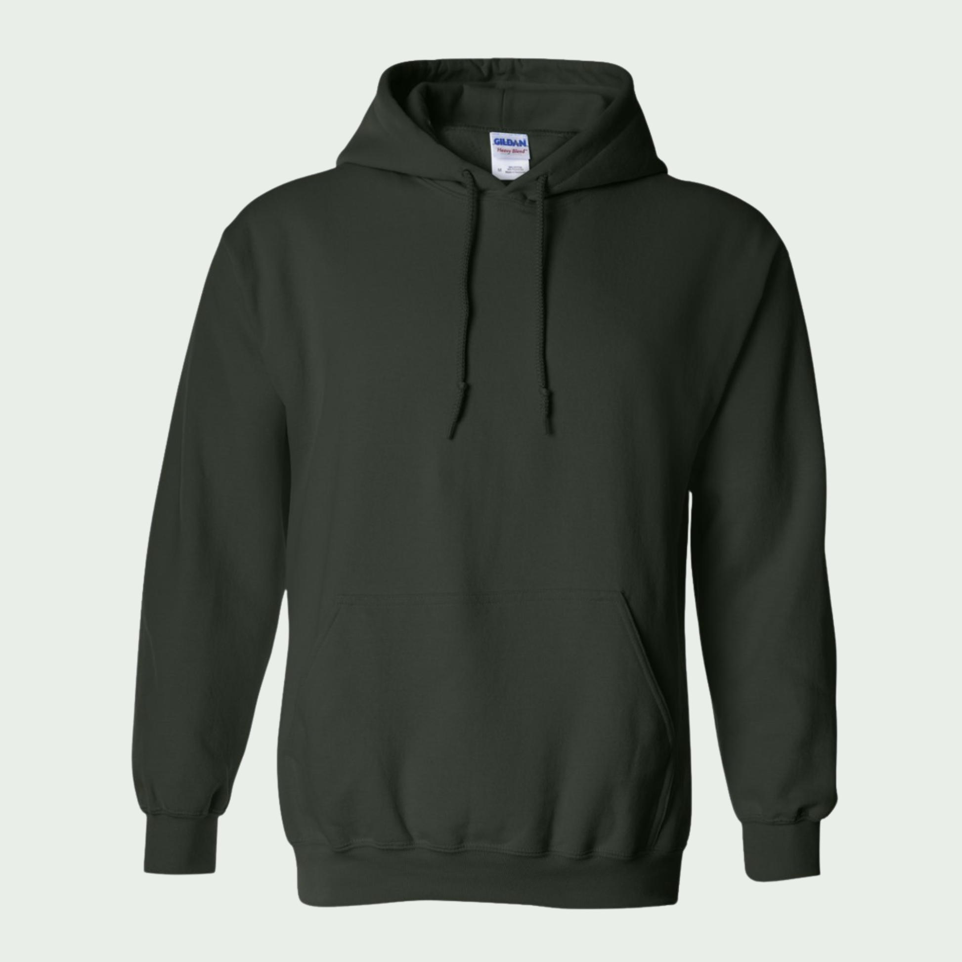 forest green hoodie with 'DEEP DISH IS FOR TOURISTS' text on a white background