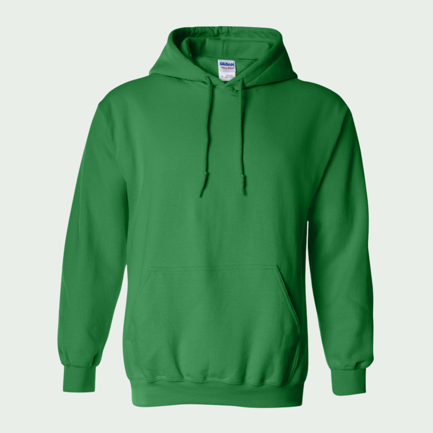 Green hoodie on a light gray background