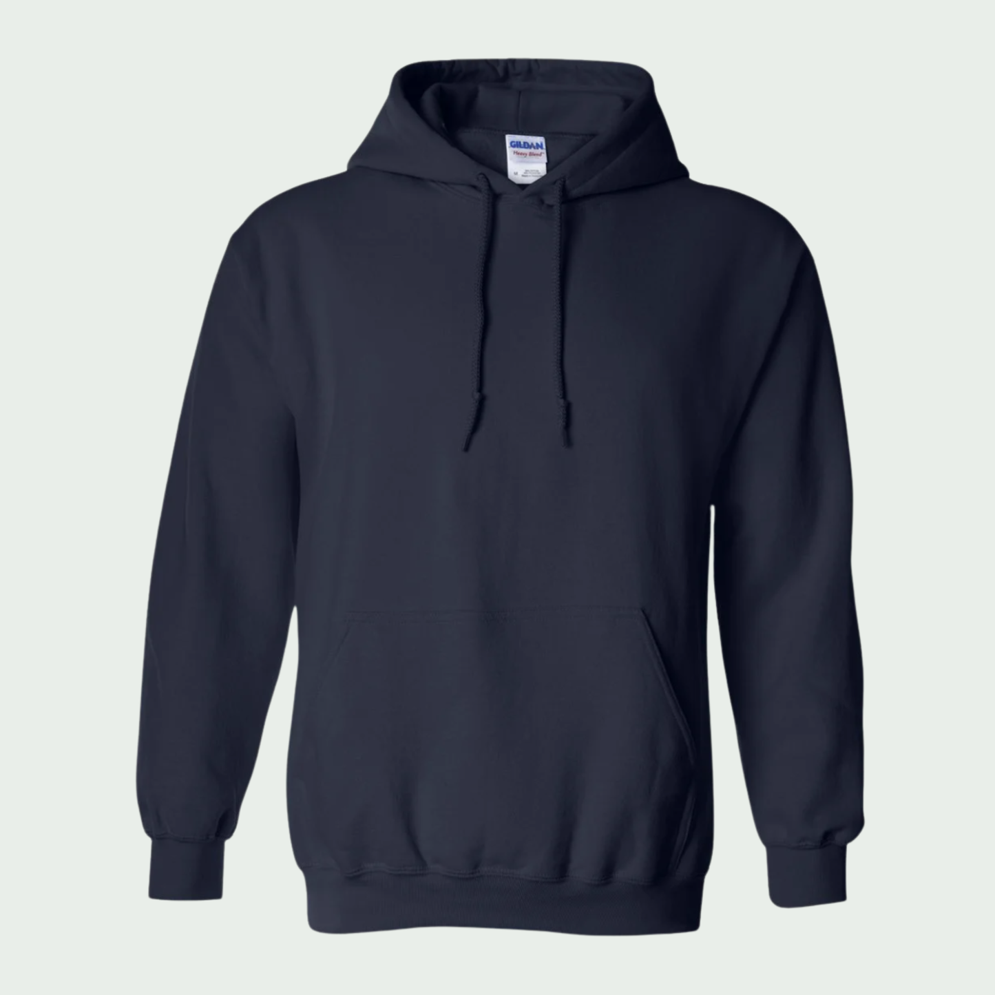 Navy blue hoodie on a light gray background