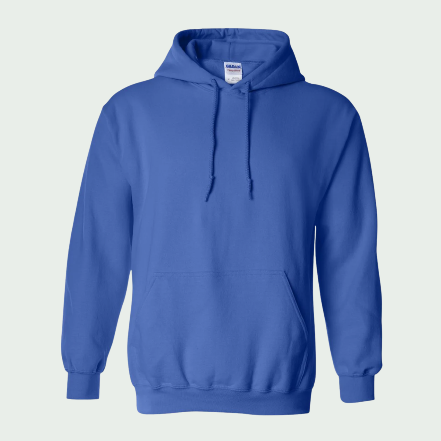 Blue hoodie on a light gray background