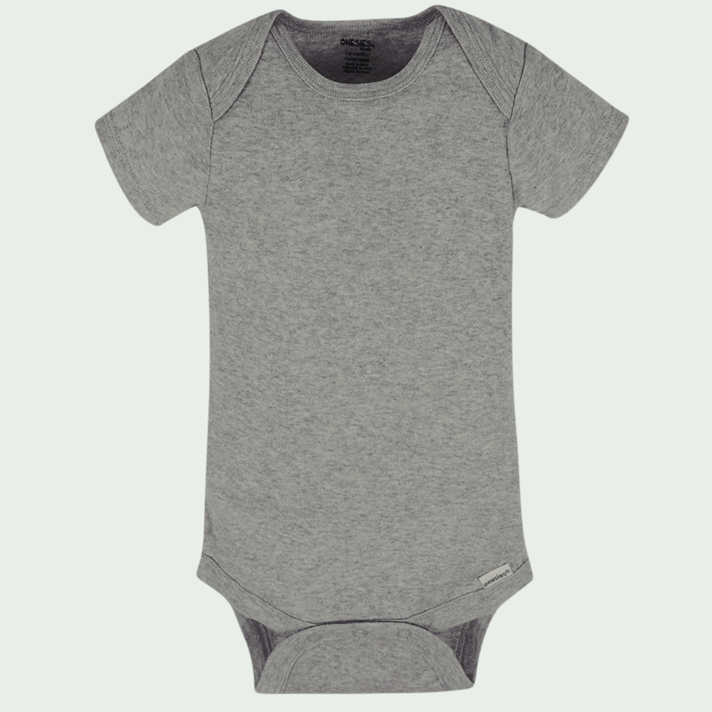 Gray baby bodysuit on a white background