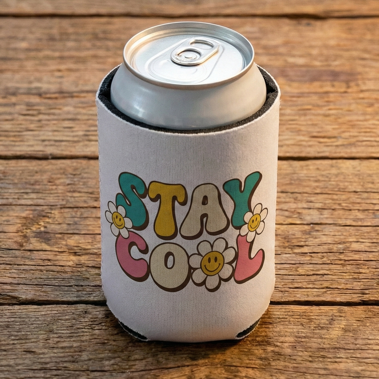 Can Koozies with custom 'Stay Cool' text