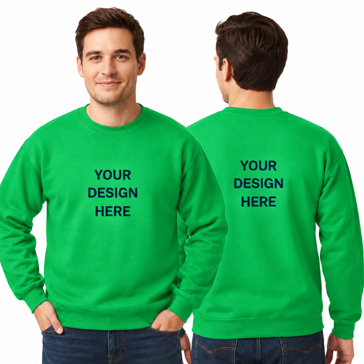 Custom Printed Crew Neck Sweatshirt (Adults and Kids) with print on Front and Back