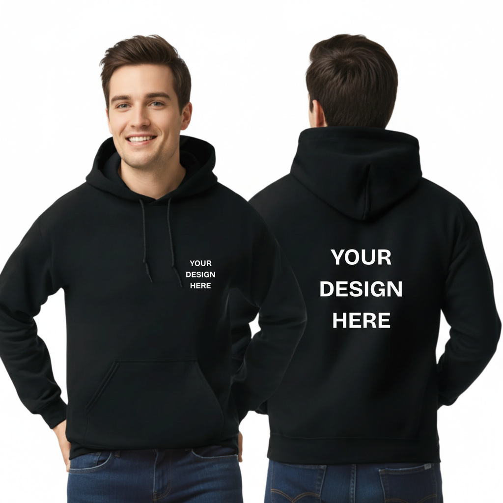 Custom Design Printed Hoodie (Design on Front pocket and Back)