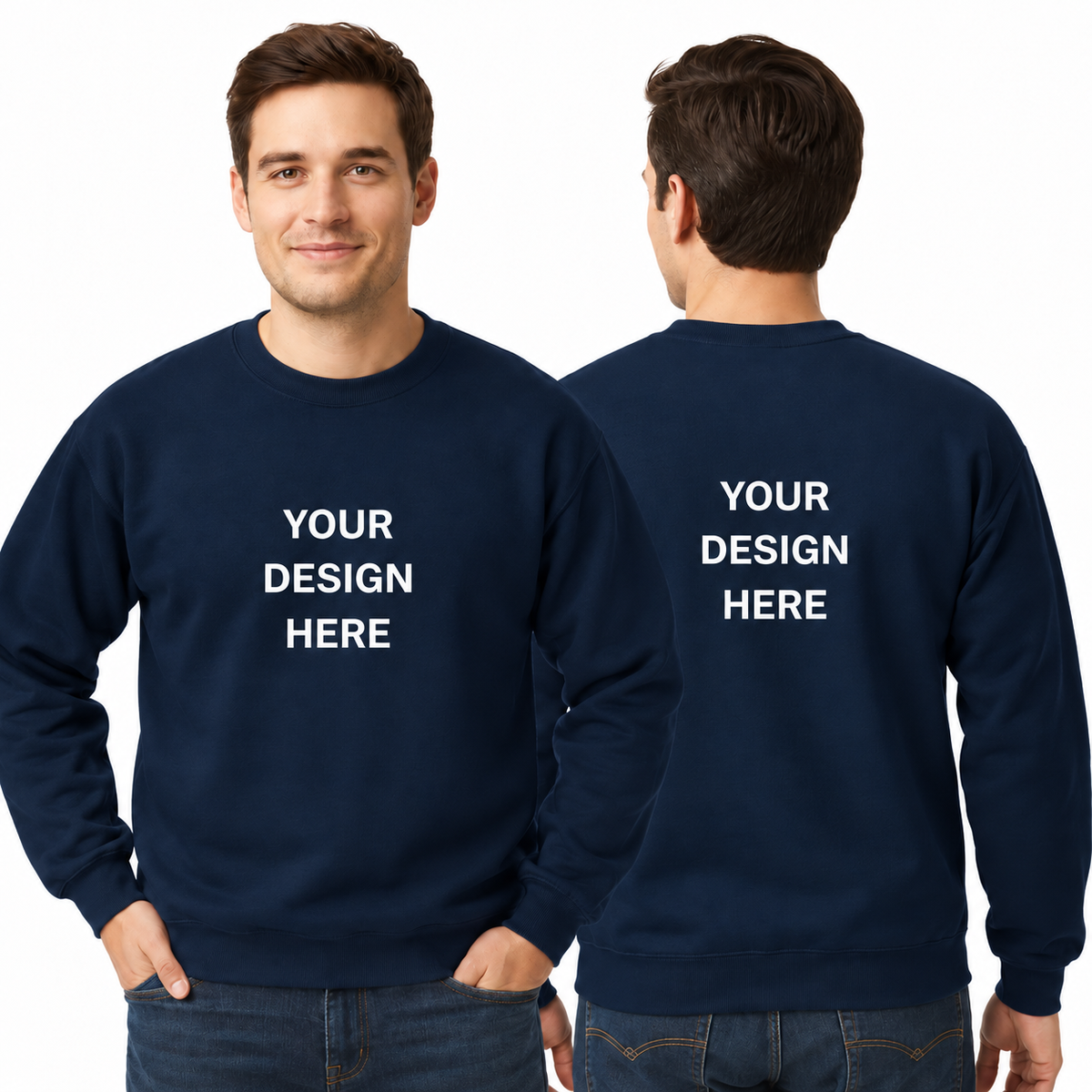 Custom Printed Crew Neck Sweatshirt (Adults and Kids) with print on Front and Back