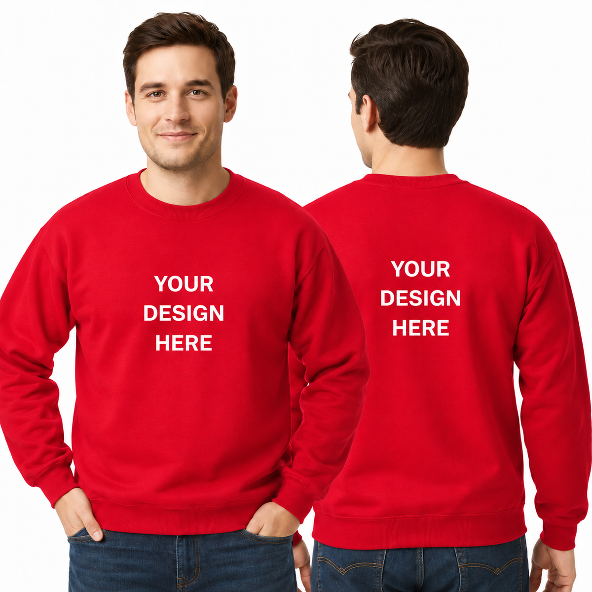 Custom Printed Crew Neck Sweatshirt (Adults and Kids) with print on Front and Back