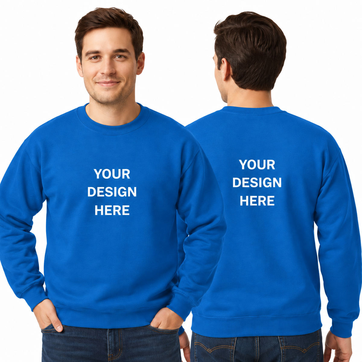 Custom Printed Crew Neck Sweatshirt (Adults and Kids) with print on Front and Back