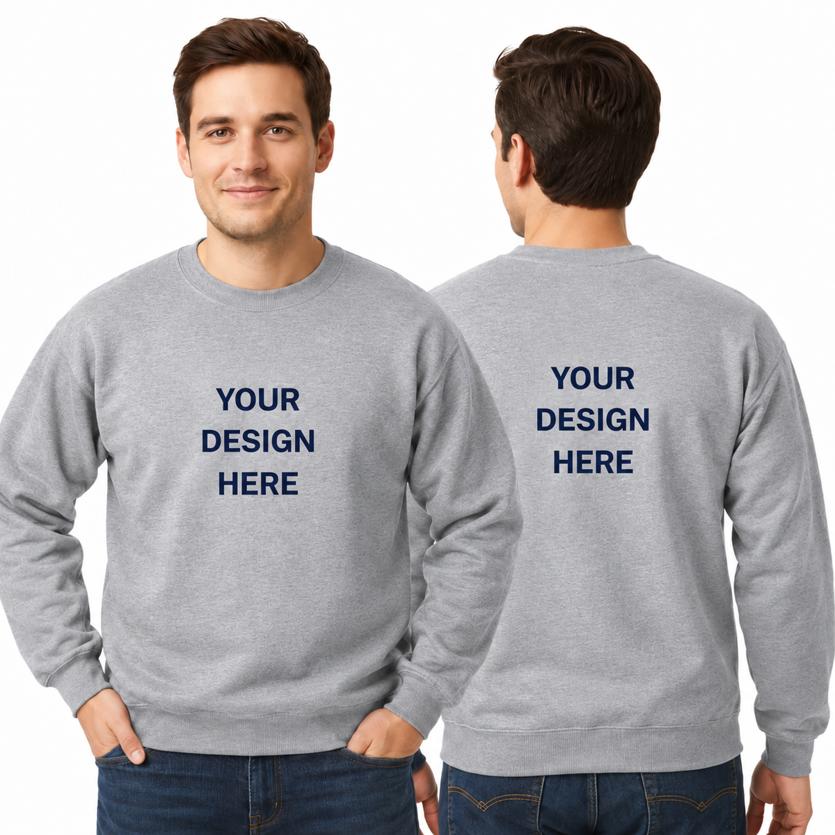 Custom Printed Crew Neck Sweatshirt (Adults and Kids) with print on Front and Back