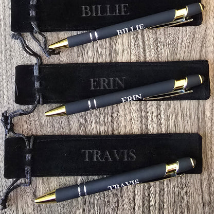 Custom engraved Black & Gold Ballpoint Pen with Stylus