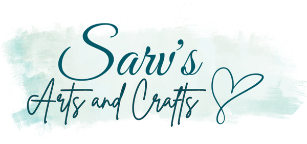 Logo for 'Sarv's Arts and Crafts' with a watercolor background