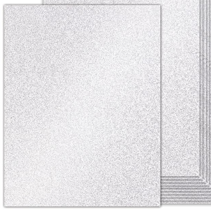 Stack of silver glittery paper sheets